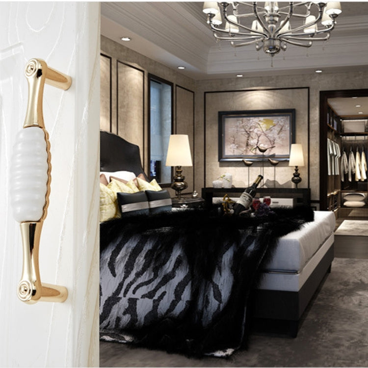 ELECTROPRIME 5027-128 Gold Imitated Zinc Alloy Ceramic Handle for Cabinet Wardrobe Drawer Door, Hole Spacing: 128mm