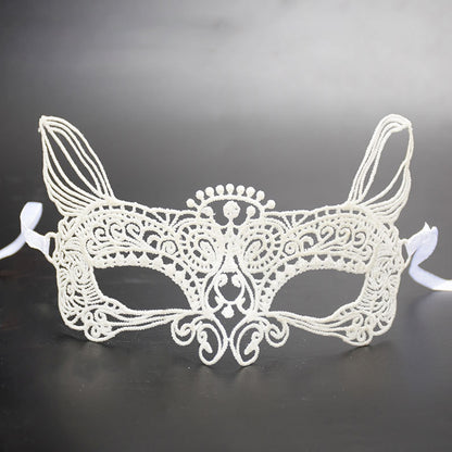 ELECTROPRIME Halloween Masquerade Party Dance  Sexy Lady Lace Cat King Mask(White)