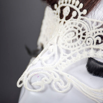 ELECTROPRIME Halloween Masquerade Party Dance  Sexy Lady Lace Cat King Mask(White)