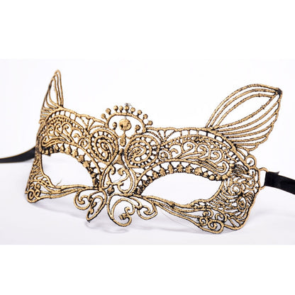 ELECTROPRIME Halloween Masquerade Party Dance Sexy Lady Bronzing Lace Cat King Mask(Gold)