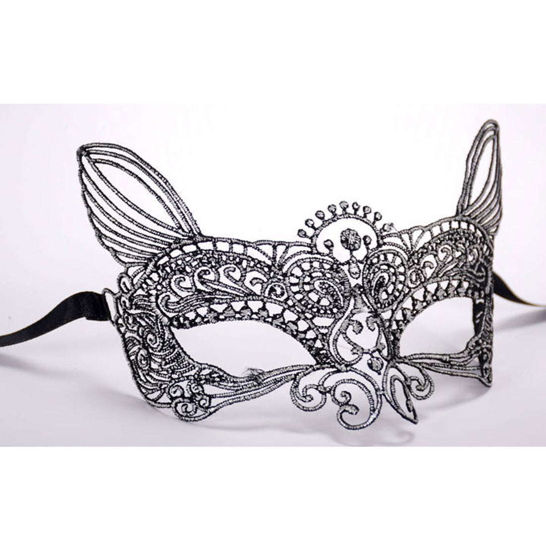 ELECTROPRIME Halloween Masquerade Party Dance Sexy Lady Bronzing Lace Cat King Mask(Silver)