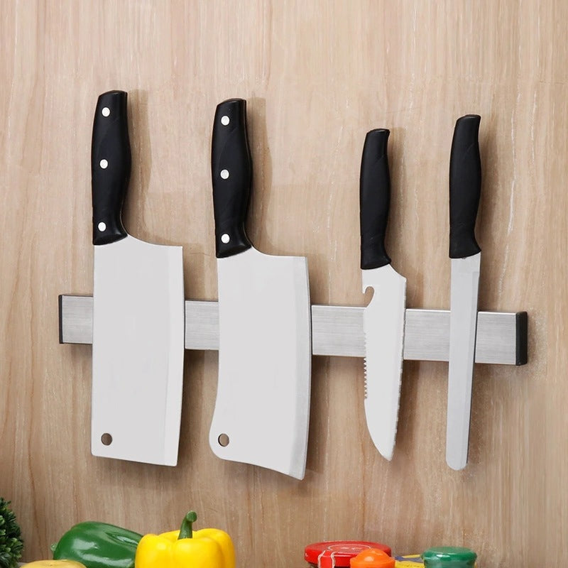ELECTROPRIME Kitchen Free Punching Wall-mounted 304 Stainless Steel Magnetic Knife Holder, Size:41x4x1.5cm