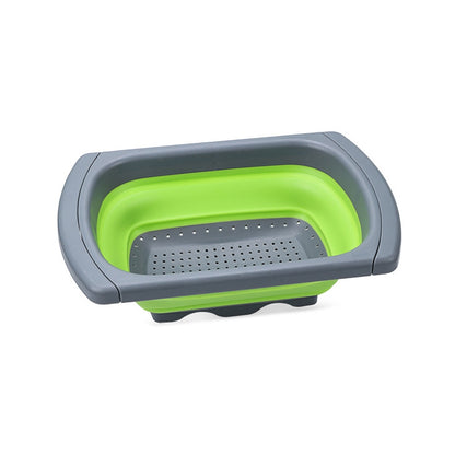 ELECTROPRIME kn003 Household RetractableFruit and Vegetable Water Filter Basket Washing Basket (Green)