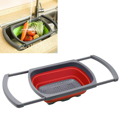 ELECTROPRIME kn003 Household RetractableFruit and Vegetable Water Filter Basket Washing Basket (Red)