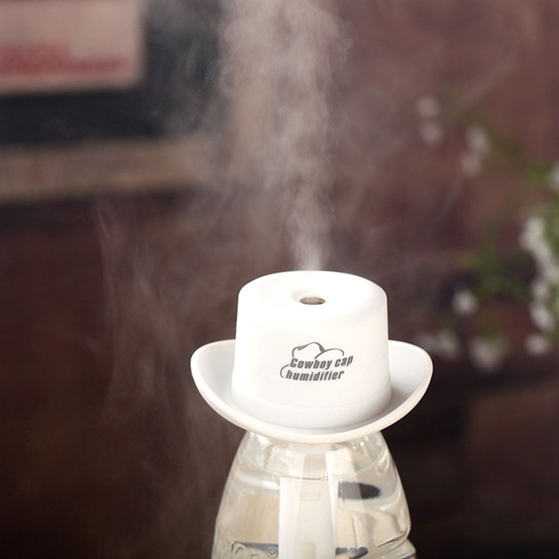 ELECTROPRIME DC 5V USB Cowboy Cap Mini Humidifier Aromatherapy Air Purifier Humidifier for Office / Home Room / Car / Travel(White)