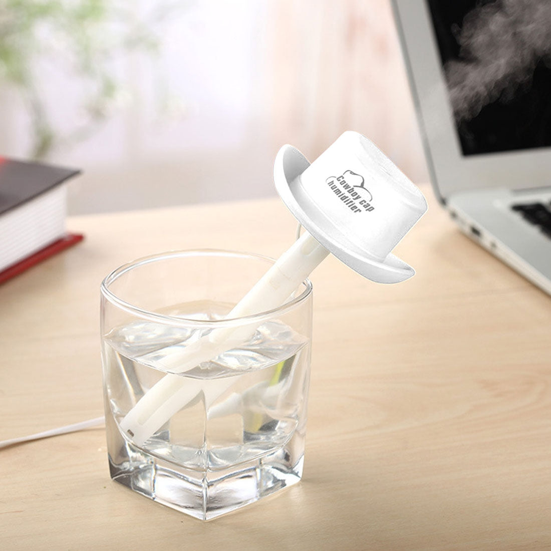 ELECTROPRIME DC 5V USB Cowboy Cap Mini Humidifier Aromatherapy Air Purifier Humidifier for Office / Home Room / Car / Travel(White)