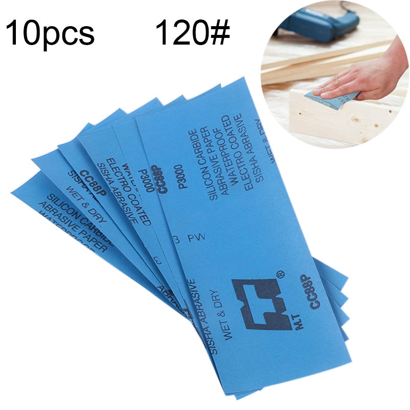 ELECTROPRIME 10pcs Grit 120 Wet And Dry Polishing Grinding Sandpaper?Size: 23 x 9cm(Blue)