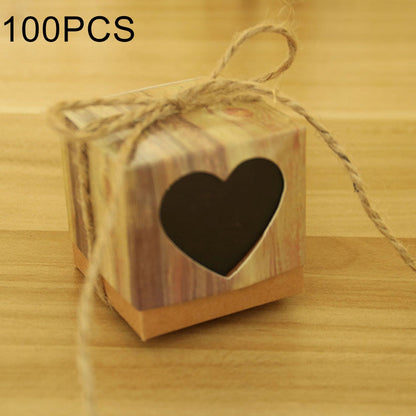 ELECTROPRIME 100 PCS Wedding Wood Grain Black Heart-shaped Pattern Hollowed-out Kraft Paper Sugar Box, Size: 5*5*5cm