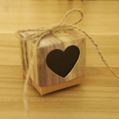ELECTROPRIME 100 PCS Wedding Wood Grain Black Heart-shaped Pattern Hollowed-out Kraft Paper Sugar Box, Size: 5*5*5cm