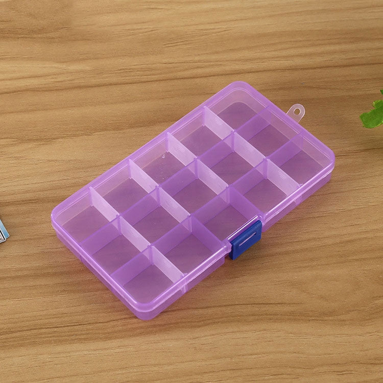 ELECTROPRIME Removable Grid Plastic 15 Slots Box Organizer for Jewelry Earring Fishing Hook Small Accessories(Purple+Blue)