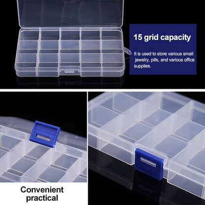 ELECTROPRIME Removable Grid Plastic 15 Slots Box Organizer for Jewelry Earring Fishing Hook Small Accessories(Purple+Blue)