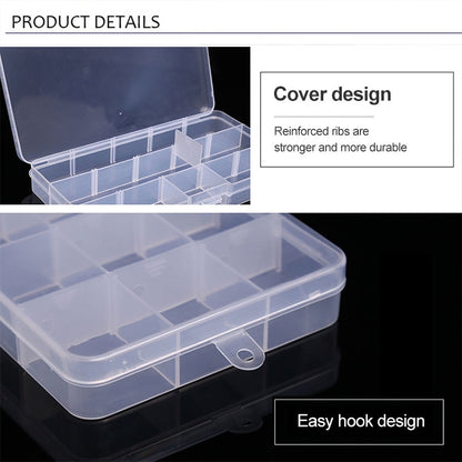 ELECTROPRIME Removable Grid Plastic 15 Slots Box Organizer for Jewelry Earring Fishing Hook Small Accessories(White+Blue)