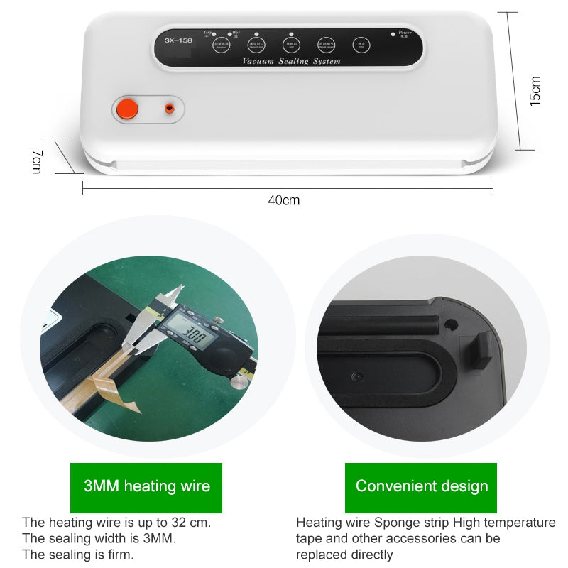 ELECTROPRIME Household Commercial Food Vacuum Plastic Packaging Machine Sealer Closer Machine, EU Plug (White)