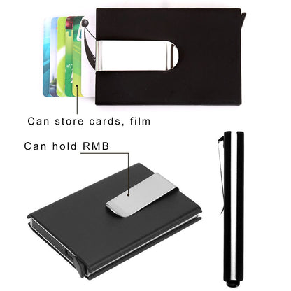 ELECTROPRIME Frosted Antimagnetic Solid Color Credit Card Holder Money Clip Wallet, Size: 10*6.6cm(Blue)