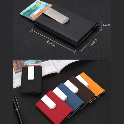 ELECTROPRIME Frosted Antimagnetic Solid Color Credit Card Holder Money Clip Wallet, Size: 10*6.6cm(Blue)
