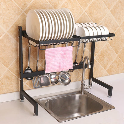 ELECTROPRIME 62cm Stainless Steel Kitchen Bowl Dish Drain Rack Storage Holder, Standrad Version (Black)