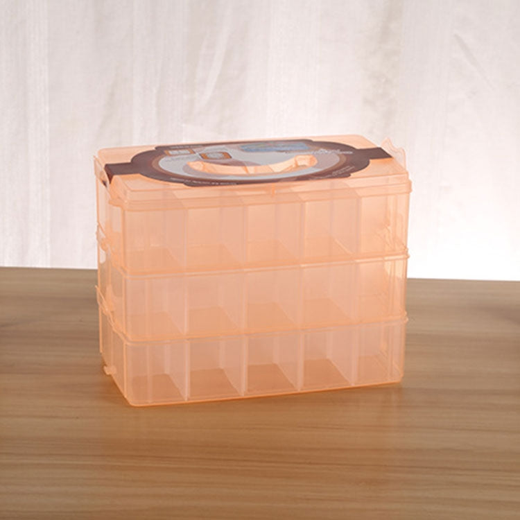 ELECTROPRIME Large Storage Box Three Layer Large 36 Slots Plastic Craft Accessories Beards Jewelry Storage Box Container Home Organizer(Orange)