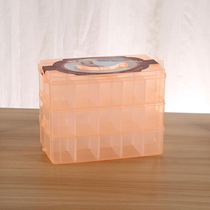 ELECTROPRIME Large Storage Box Three Layer Large 36 Slots Plastic Craft Accessories Beards Jewelry Storage Box Container Home Organizer(Orange)