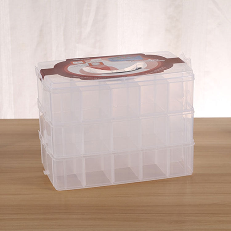 ELECTROPRIME Large Storage Box Three Layer Large 36 Slots Plastic Craft Accessories Beards Jewelry Storage Box Container Home Organizer(Transparent)