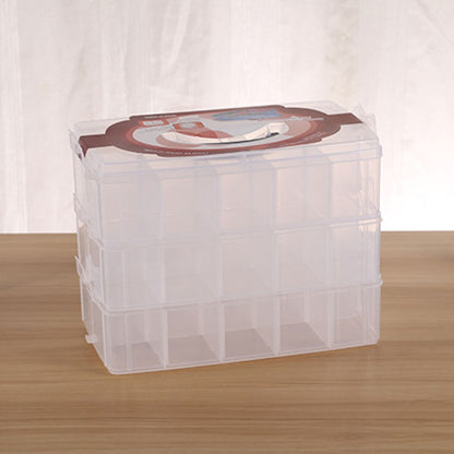 ELECTROPRIME Large Storage Box Three Layer Large 36 Slots Plastic Craft Accessories Beards Jewelry Storage Box Container Home Organizer(Transparent)