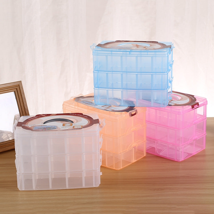 ELECTROPRIME Large Storage Box Three Layer Large 36 Slots Plastic Craft Accessories Beards Jewelry Storage Box Container Home Organizer(Orange)