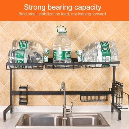 ELECTROPRIME 92cm Stainless Steel Kitchen Bowl Fruit Basket Dish Drain Rack Storage Holder, Standrad Version (Black)