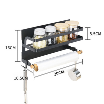 ELECTROPRIME Kitchen Single Layer Magnetic Refrigerator Rack Storage Holder (Black)