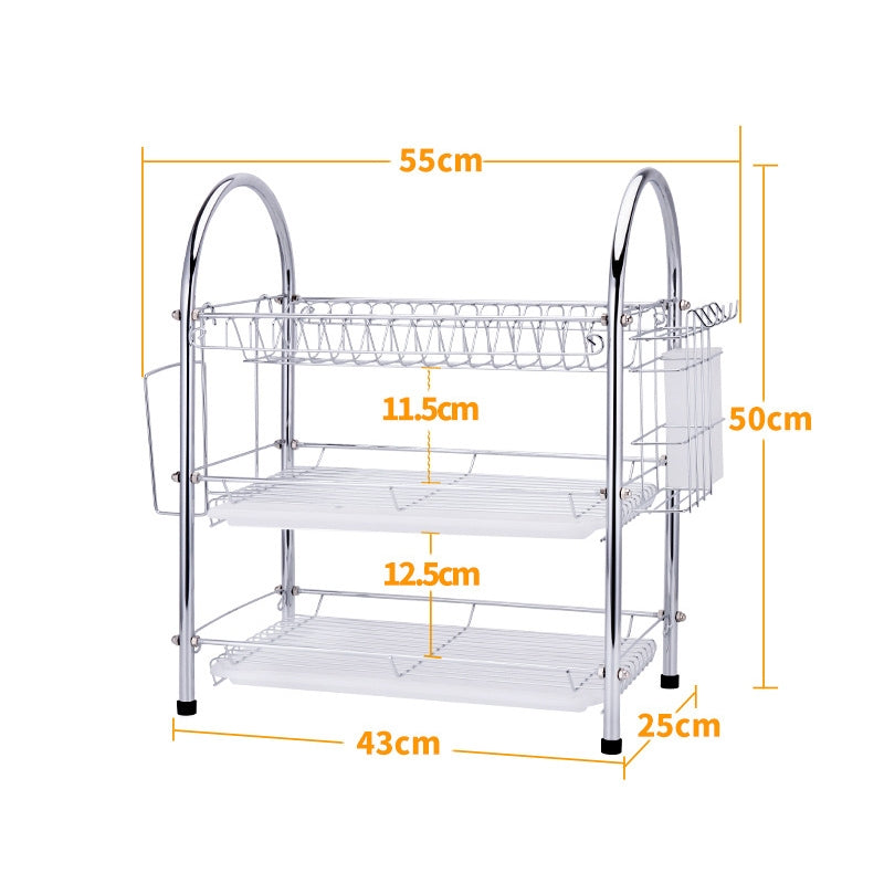 ELECTROPRIME Multi-function Kitchen Stainless Steel Three Layers Arch Shape Rack Hanging Bowl Dish Holder