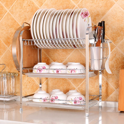 ELECTROPRIME Multi-function Kitchen Stainless Steel Three Layers Flower Shape Steel Sheet Rack Hanging Bowl Dish Holder