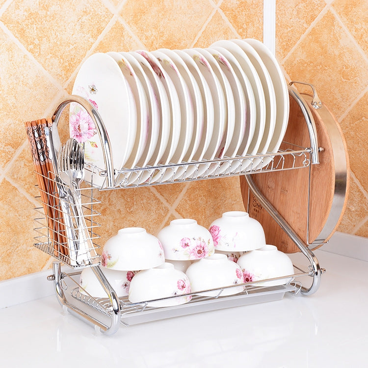 ELECTROPRIME Multi-function Kitchen Stainless Steel Double Diskes Rack Hanging Knife Chopping Block Holder
