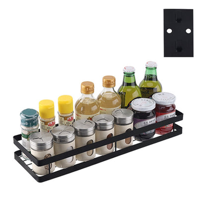 ELECTROPRIME Stainless Steel Wall-mounted Kitchen Rack Hanging Seasoning Holder (Black)