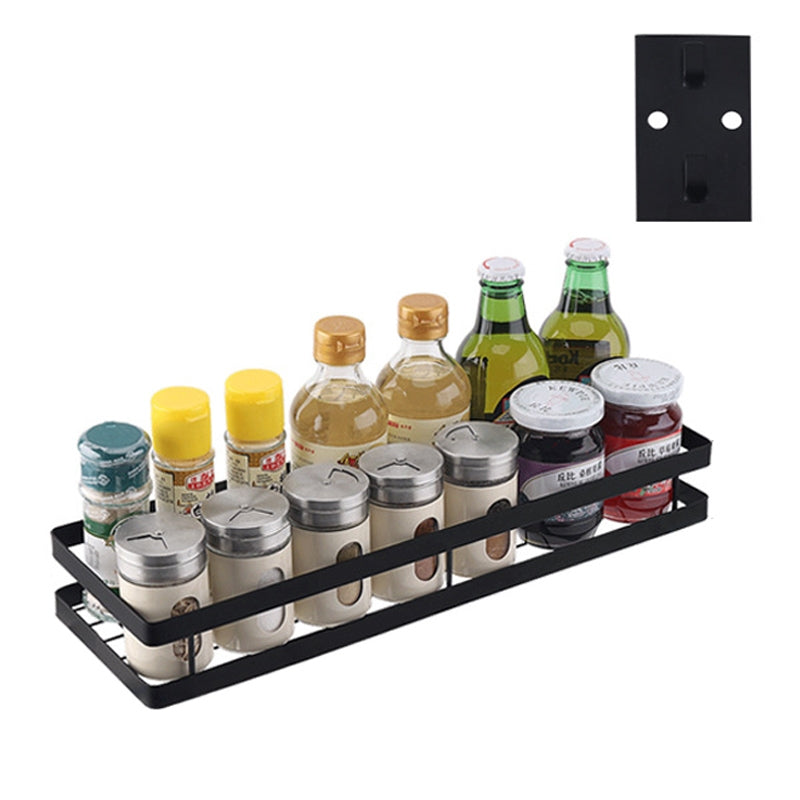 ELECTROPRIME Stainless Steel Wall-mounted Kitchen Rack Hanging Seasoning Holder (Black)