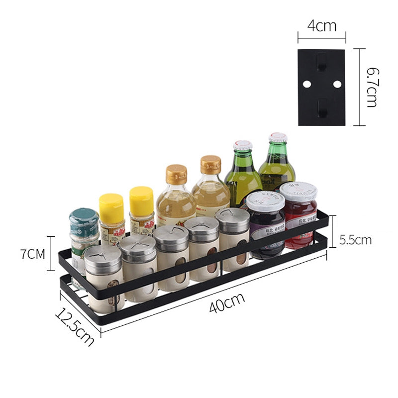 ELECTROPRIME Stainless Steel Wall-mounted Kitchen Rack Hanging Seasoning Holder (Black)