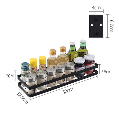 ELECTROPRIME Stainless Steel Wall-mounted Kitchen Rack Hanging Seasoning Holder (Black)