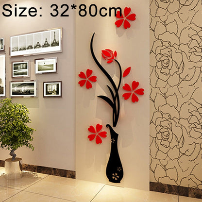 ELECTROPRIME Creative Vase 3D Acrylic Stereo Wall Stickers TV Background Wall Corridor Home Decoration, Size: 32x80x4cm