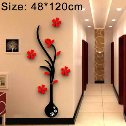 ELECTROPRIME Creative Vase 3D Acrylic Stereo Wall Stickers TV Background Wall Corridor Home Decoration, Size: 48x120x4cm