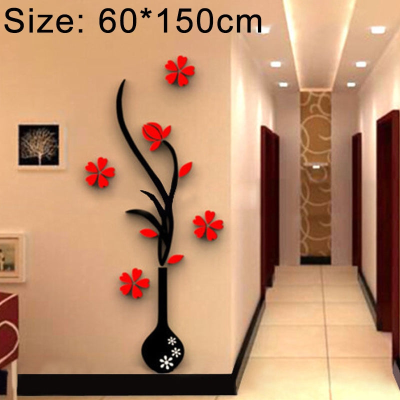 ELECTROPRIME Creative Vase 3D Acrylic Stereo Wall Stickers TV Background Wall Corridor Home Decoration, Size: 60*150cm