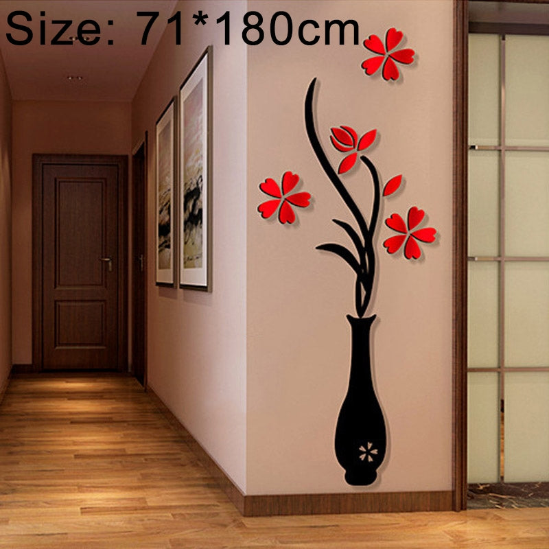 ELECTROPRIME Creative Vase 3D Acrylic Stereo Wall Stickers TV Background Wall Corridor Home Decoration, Size: 71x180x5cm
