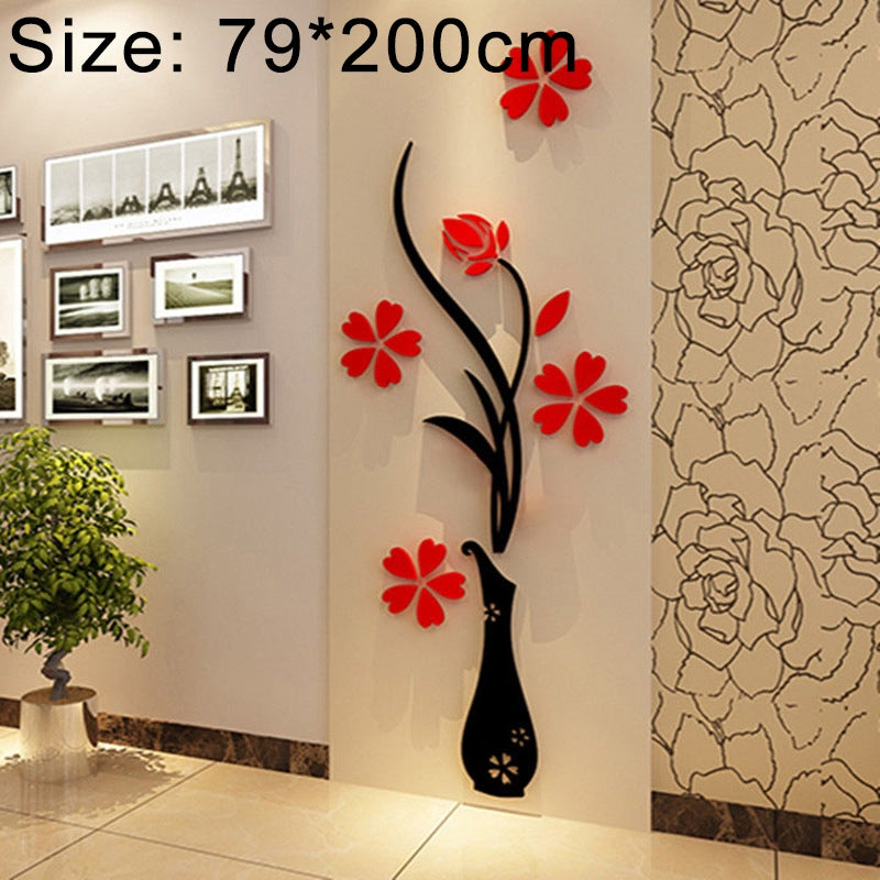 ELECTROPRIME Creative Vase 3D Acrylic Stereo Wall Stickers TV Background Wall Corridor Home Decoration, Size: 79x200x4cm