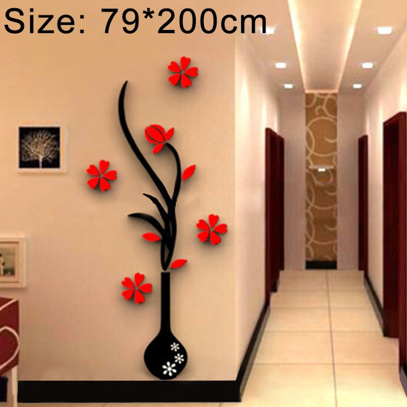 ELECTROPRIME Creative Vase 3D Acrylic Stereo Wall Stickers TV Background Wall Corridor Home Decoration, Size: 79x200x4cm