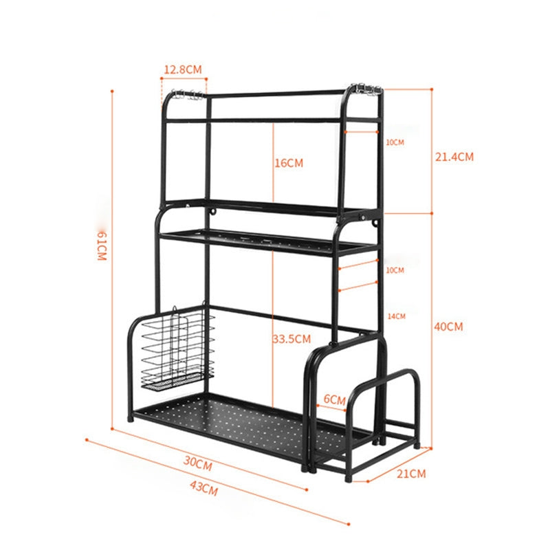 ELECTROPRIME 30cm Multi-function Kitchen Three Layers Seasoning Storage Rack (Black)