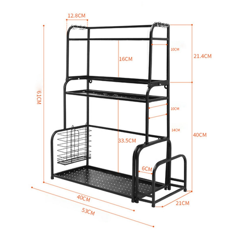 ELECTROPRIME 40cm Multi-function Kitchen Three Layers Seasoning Storage Rack (Black)