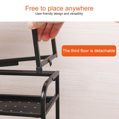 ELECTROPRIME 50cm Multi-function Kitchen Double Layers Seasoning Storage Rack (Black)