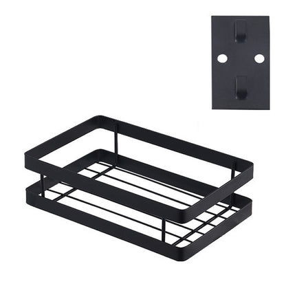 ELECTROPRIME 20cm Kitchen Punch-free Wall Mount Seasoning Storage Rack (Black)