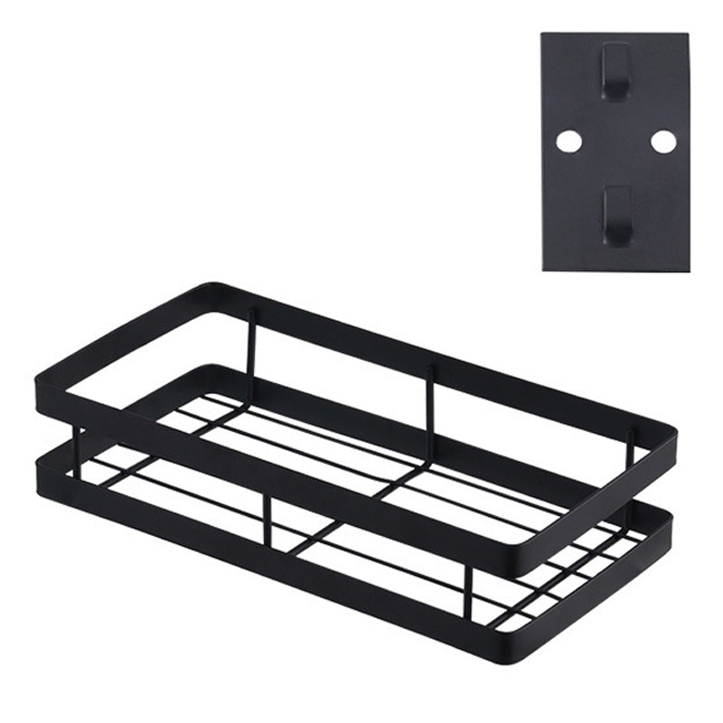 ELECTROPRIME 25cm Kitchen Punch-free Wall Mount Seasoning Storage Rack (Black)