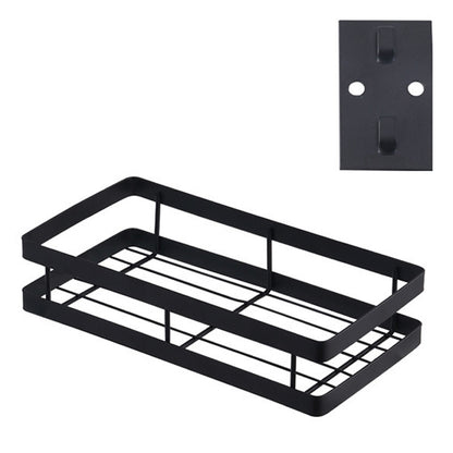 ELECTROPRIME 25cm Kitchen Punch-free Wall Mount Seasoning Storage Rack (Black)