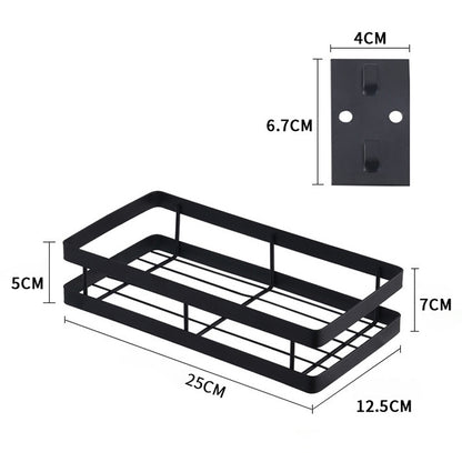 ELECTROPRIME 25cm Kitchen Punch-free Wall Mount Seasoning Storage Rack (Black)