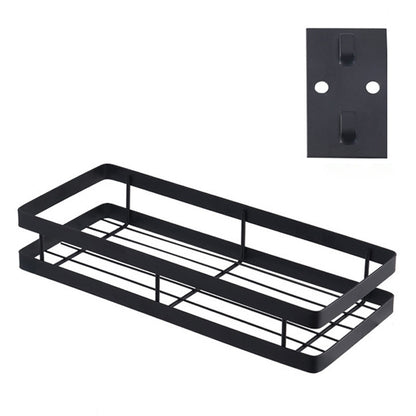 ELECTROPRIME 30cm Kitchen Punch-free Wall Mount Seasoning Storage Rack (Black)