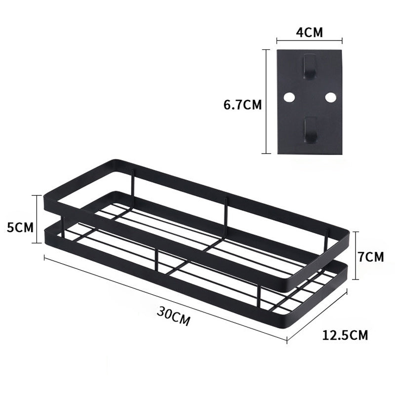ELECTROPRIME 30cm Kitchen Punch-free Wall Mount Seasoning Storage Rack (Black)
