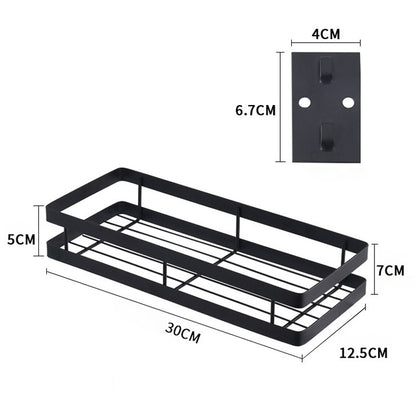 ELECTROPRIME 30cm Kitchen Punch-free Wall Mount Seasoning Storage Rack (Black)
